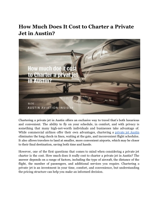 How Much Does It Cost to Charter a Private Jet in Austin_