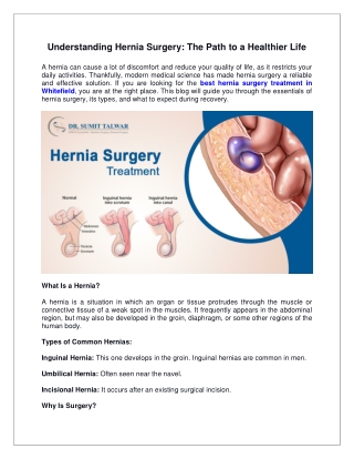 Understanding Hernia Surgery The Path to a Healthier Life