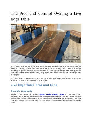 The Pros and Cons of Owning a Live Edge Table