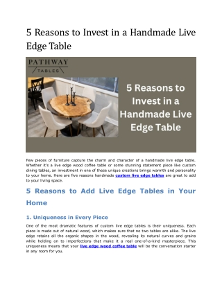 5 Reasons to Invest in a Handmade Live Edge Table