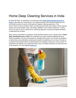 Home Deep Cleaning Services in India