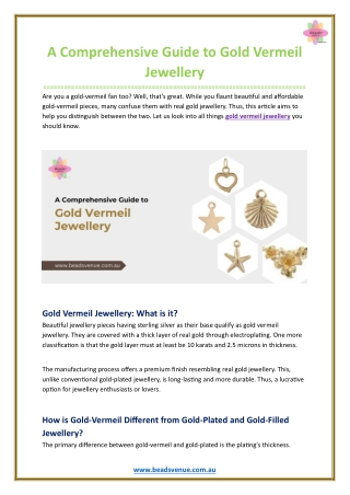 A Comprehensive Guide to Gold Vermeil Jewellery