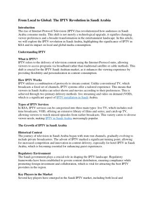 From Local to Global The IPTV Revolution in Saudi Arabia