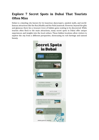 Explore 7 Secret Spots in Dubai That Tourists Often Miss