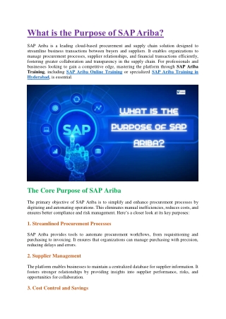 SAP Ariba Training in Hyderabad | SAP Ariba Training