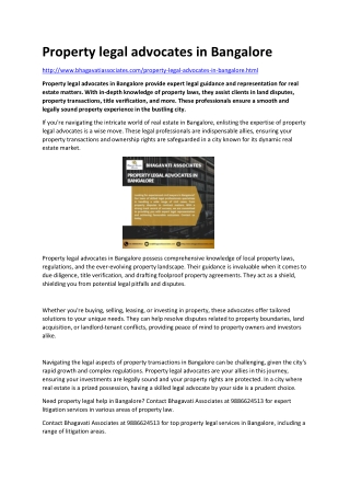 Property legal advocates in Bangalore