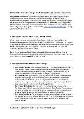 Kitchen Cabinets in Baton Rouge_ How to Choose the Best Cabinets for Your Home