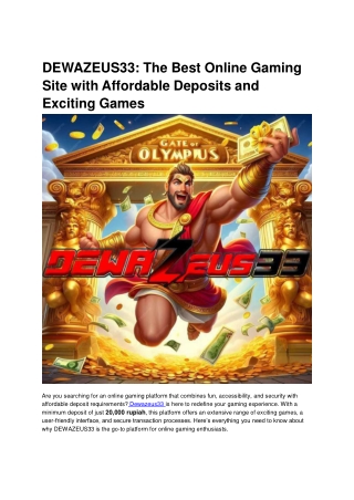Discover Endless Fun with DEWAZEUS33: The Premier Online Gaming Site