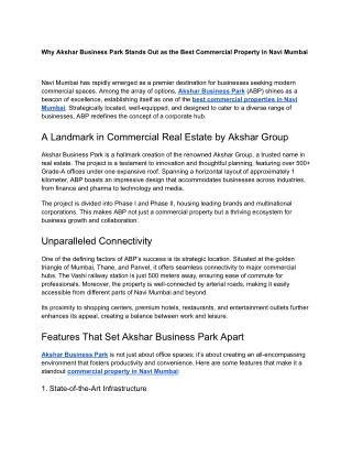 Why Akshar Business Park Stands Out as the Best Commercial Property in Navi Mumbai (1)