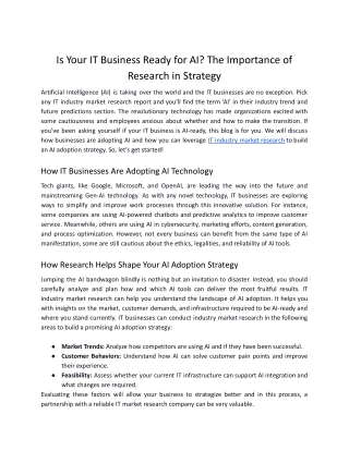 Is Your IT Business Ready for AI? The Importance of Research in Strategy