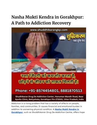 Nasha Mukti Kendra in Gorakhpur_ A Path to Addiction Recovery