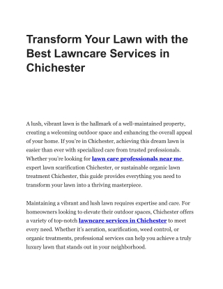 Transform Your Lawn with the Best Lawncare Services in Chichester