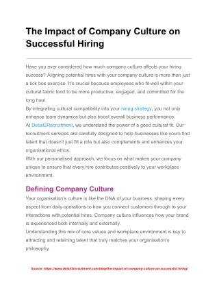 The Impact of Company Culture on Successful Hiring