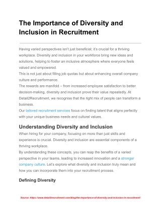 The Importance of Diversity and Inclusion in Recruitment