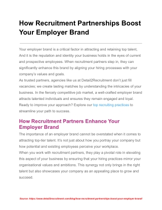 How Recruitment Partnerships Boost Your Employer Brand