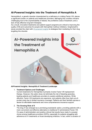 AI-Powered Insights into the Treatment of Hemophilia A