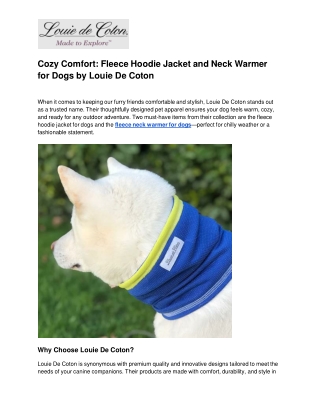 Cozy Comfort_ Fleece Hoodie Jacket and Neck Warmer for Dogs by Louie De Coton (1)