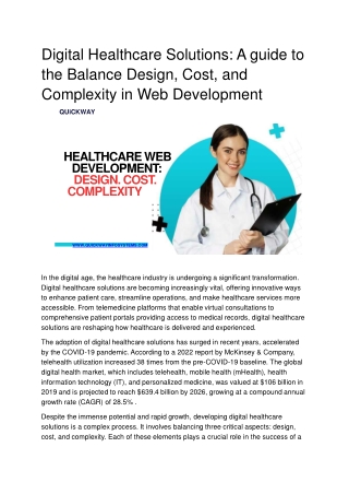 Digital Healthcare Solutions: A guide to the Balance Design, Cost, & Complexity