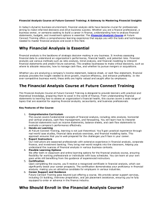 Financial Analysis Course at Future Connect Training