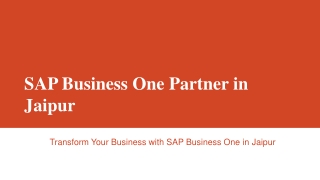 Reliable SAP Business One Partner in Jaipur for Streamlined Business Growth