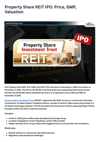 Property Share REIT IPO Price, GMP, Valuation