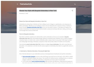 Elevate Your Style with Bespoke Embroidery in New York