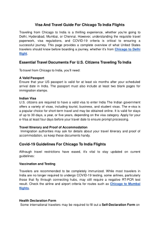 Visa And Travel Guide For Chicago To India Flights - Google Docs