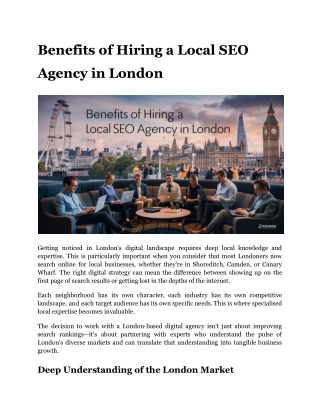 Benefits of Hiring a Local SEO Agency in London