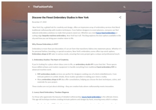 Discover the Finest Embroidery Studios in New York