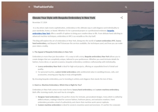 Elevate Your Style with Bespoke Embroidery in New York