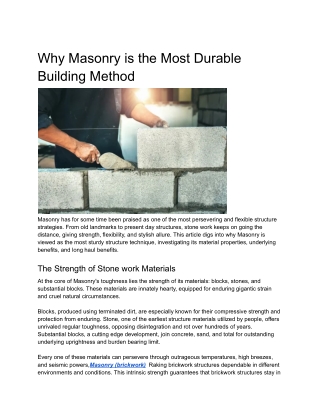 Why Masonry is the Most Durable Building Method