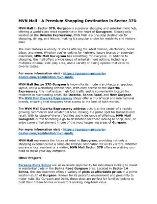 MVN Mall - A Premium Shopping Destination in Sector 37D