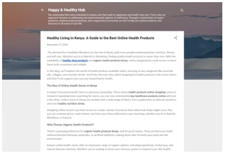 Healthy Living in Kenya A Guide to the Best Online Health Products