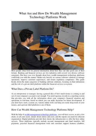 What Are and How Do Wealth Management Technology Platforms Work