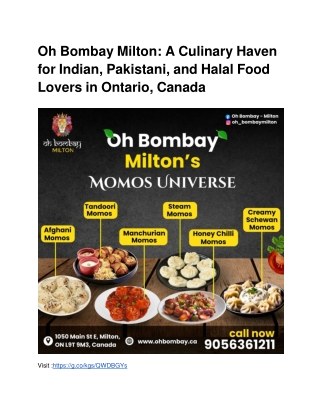 Oh Bombay Milton_ A Culinary Haven for Indian, Pakistani, and Halal Food Lovers in Ontario, Canada