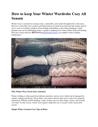 How to keep Your Winter Wardrobe Cozy All Season
