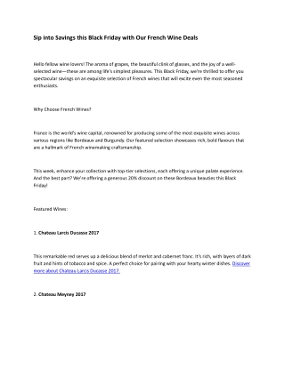 Sip into Savings this Black Friday with Our French Wine Deals