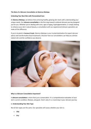 The Role of a Skincare Consultation at Glamrus Medspa