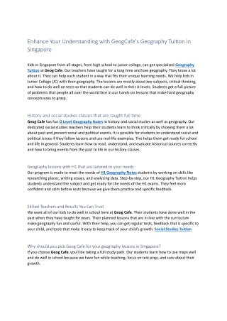 Social Studies Tuition