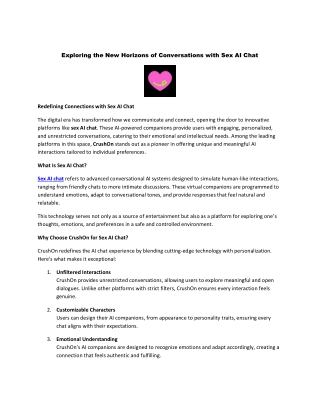 Exploring the New Horizons of Conversations with Sex AI Chat