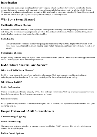 What Makes EAGO Steam Showers Stand Out in the Market?
