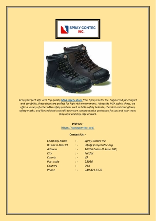 Durable MSA Safety Shoes for Every Job – Shop at Spray Contec Inc.