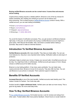 Buy Verified Binance Account - 100% Best KYC Verified