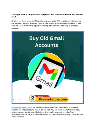 Buy Old Gmail Accounts _ Aged & PVA Gmail Accounts