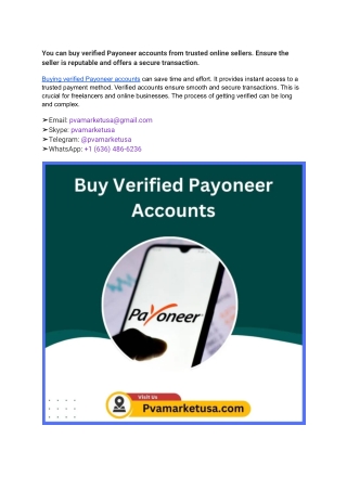 Best Top Place To Buy Verified Payoneer account