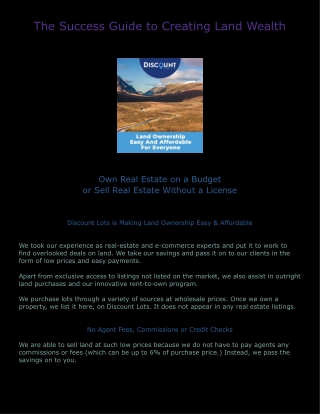 The Success Guide to Creating Land Wealth