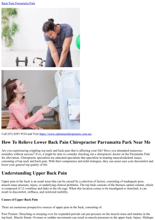 Physiotherapy Exercises For Lower Back Pain Chiropractor Parramatta Park (07) 42