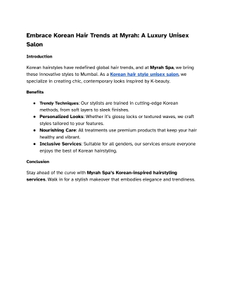Embrace Korean Hair Trends at Myrah_ A Luxury Unisex Salon