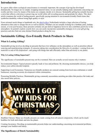 Maintainable Giving: Eco-Friendly Dutch Products to Discuss
