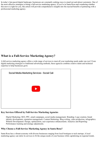 Why You Should Hire a Full-Service Marketing Agency in Santa Rosa